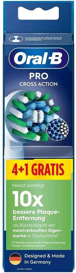 Oral-B Pro Cross Action Aufsteckbürsten 4 + 1 Stk. NEU & ORIGINAL