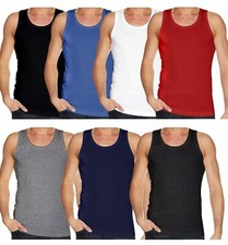 Mens Plain Vest Sleeveless Tank Top Training Gym Body Building Vests 100% Cotton