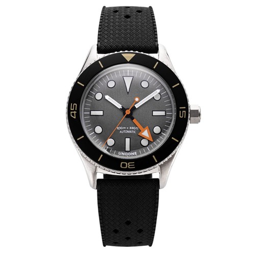 Montre Undone Basecamp Explorer – Automatique Titane – Cadran Gris, Bracelet Silicone Noir – Neuf Avec étiquettes