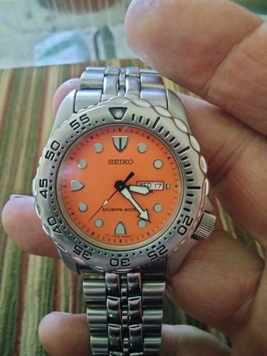 SEIKO Quartz Divers 200M Orange Dial SHC051 7N36-6A49 Wrist 6.5 In. Watch $500 - Picture 8 of 12