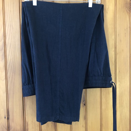 Nautica Woman’s XXL Navy Blue Elastic Tie Waist Pull On Linen Blend Pants - Picture 5 of 7