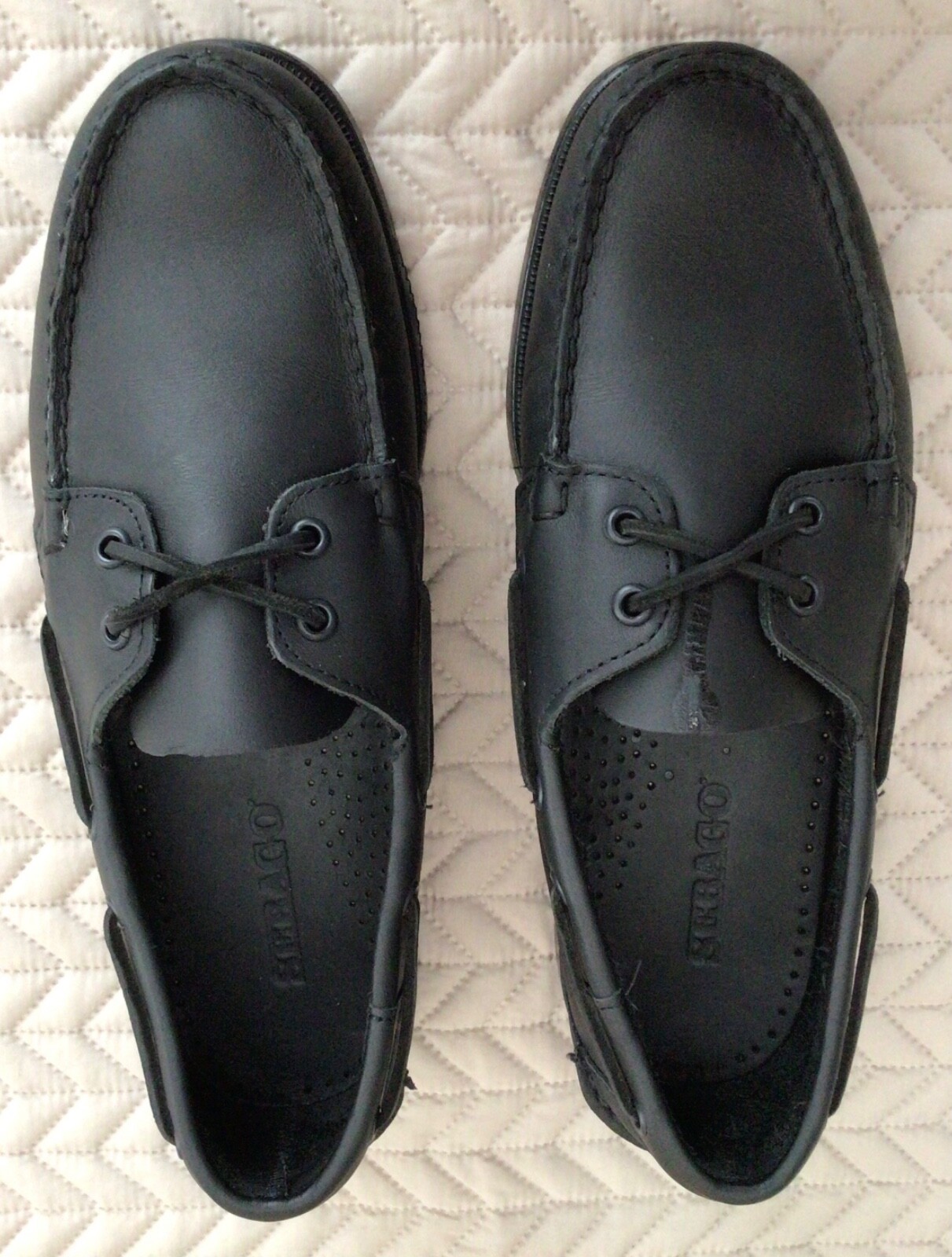 Sebago Black Leather Mens Boat Shoes Us 10R/Eur44/Uk9.5/Cm29.23 Now