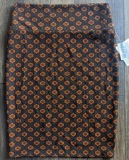 Brand New LulaRoe "Cassie" Medium Women's Skirt- Textured Orange Green Brown NWT