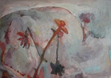 1987 Expressionist landscape oil painting signed 