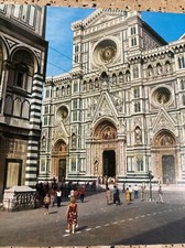 FIRENZE ITALY CATHEDRAL BUILDING CAR PEOPLE DAY  VINTAGE RPPC POSTCARD