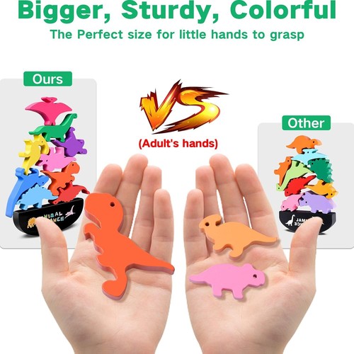 Montessori Dinosaur Toys for 2 3 4 Year Old Boys - Wooden Stacking Dinosaur Toys - Picture 5 of 8
