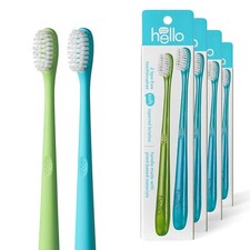 4 pack Hello Blue Green BPA-Free Toothbrush Twin Pack Soft Bristles 8 tot