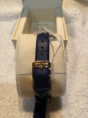 Anne Klein Women\'s Navy Blue Rose Gold Leather Strap Analog Quartz Luxury Watch ANNE KLEIN Ladies Watch with Leather Strap, Blue/Rose Gold  main image 3
