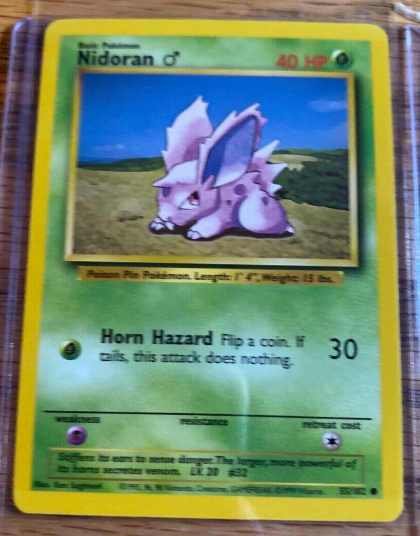Nidoran 55/102 1999 Base Set Non-Holo English Pokémon Card Lightly Played