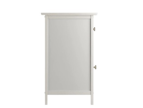White Accent Table with Drawer and Cabinet Compact Size - Picture 3 of 6