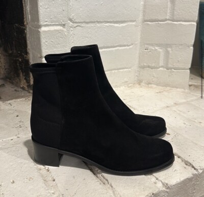 Stuart Weitzman Easyon Reserve 5050 Black Suede & Neoprene Ankle Boot, 9.5
