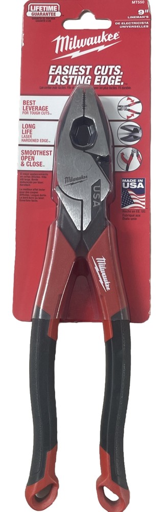 Milwaukee MT550 9-Inch Fish Tape Puller Lineman Pliers with Comfort Grip