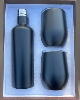 Mothers Day Gift 4 Her Gift Box 2 Wine Tumbler with Lid 12oz & 1 Wine bottle