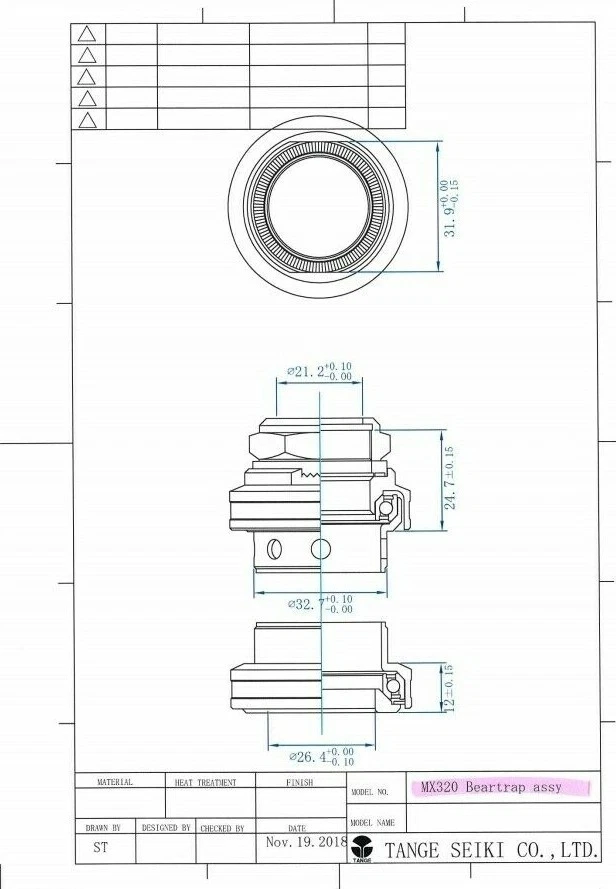 Tange-Seiki MX320 1" Headset Threaded Old School BMX Tange 32.7mm Cup  >> BMX    - Image 4 of 4