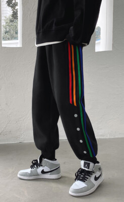 Men Casual Color Embroidery Joggers Cargo Pants Sweatpants Sport Loose Trousers