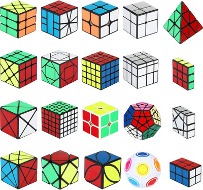 20 Packs Speed Cube Set Cube Bundle 1X3 2X2 2X3 3X3 4X4 5X5 Megaminx Pyramid Ske