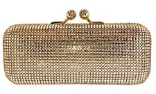 FULLY Crystallized Evening Bag Clutch Purse Gold Color with Swarovski Crystals
