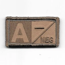 Brown Tan Blood Type A- Negative Patch Fits For VELCRO® BRAND Loop Fastener