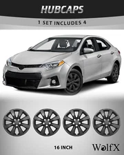 Set Of 4 Hubcaps for 2009-2019 Toyota Corolla 16” Black Wheel Rims Cover Snap On