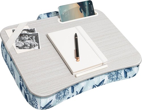 Multifunctional Lap Desk with Microbead Cushion and Phone Holder - Blue Blossoms - 第 3/8 張圖片