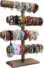 Elegant 4-Tier Wooden Jewelry Display Stand for Bracelets, Necklaces  Watches