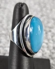 Vintage Sterling Silver Blue Gemstone Oval Cabochon Size 6 Band Ring 13.45g