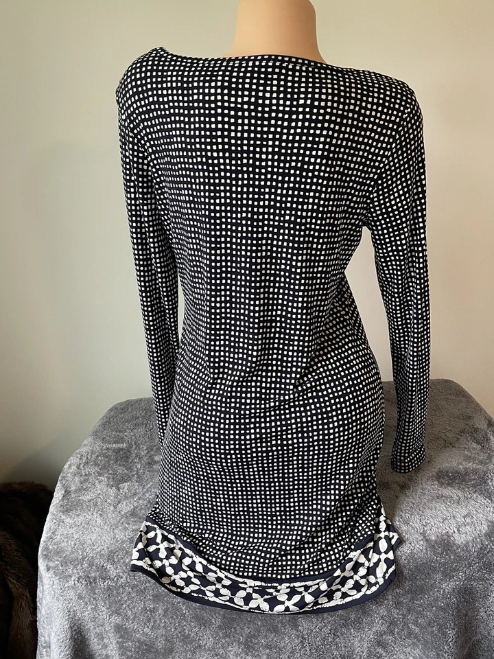 Michael Kors Long Sleeve Shift Dress Black M 8-10 Border Classic Pullover Easy - Image 4 of 4