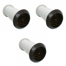 3 x Manrose DHRIWKB Deluxe Internal Fit Wall Vent Duct & Grille Kits (Brown)