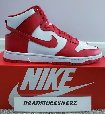 dunk high championship white and red