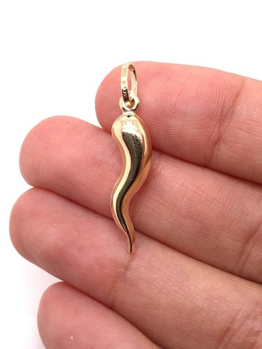 14k Gold Italian Horn Charm Pendant 