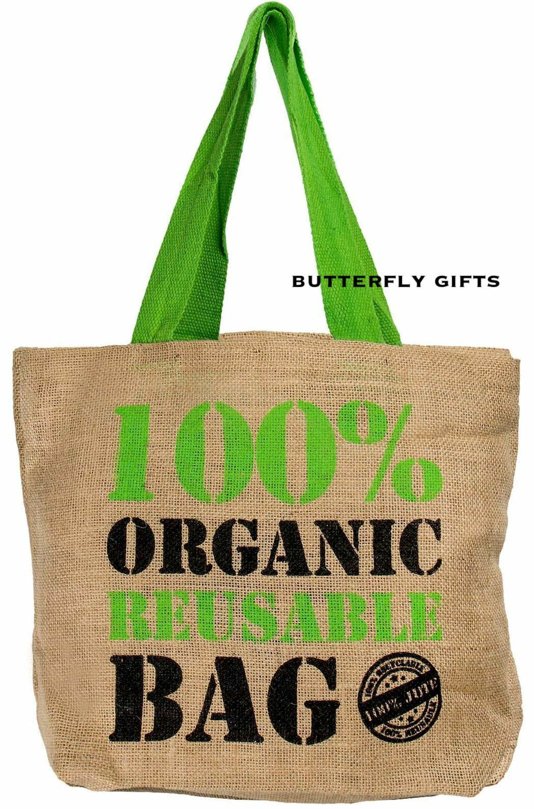 2 x Natural Eco Friendly Grocery Shopping Bag Jute Hessian Shopper