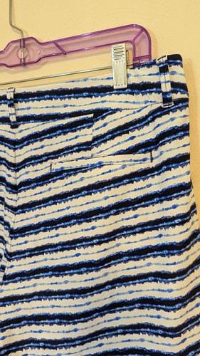 NWT SPANX Women 50213R SUNSHINE Pull On 6" Blue Painted Stripe Shorts Size XL - Picture 6 of 9
