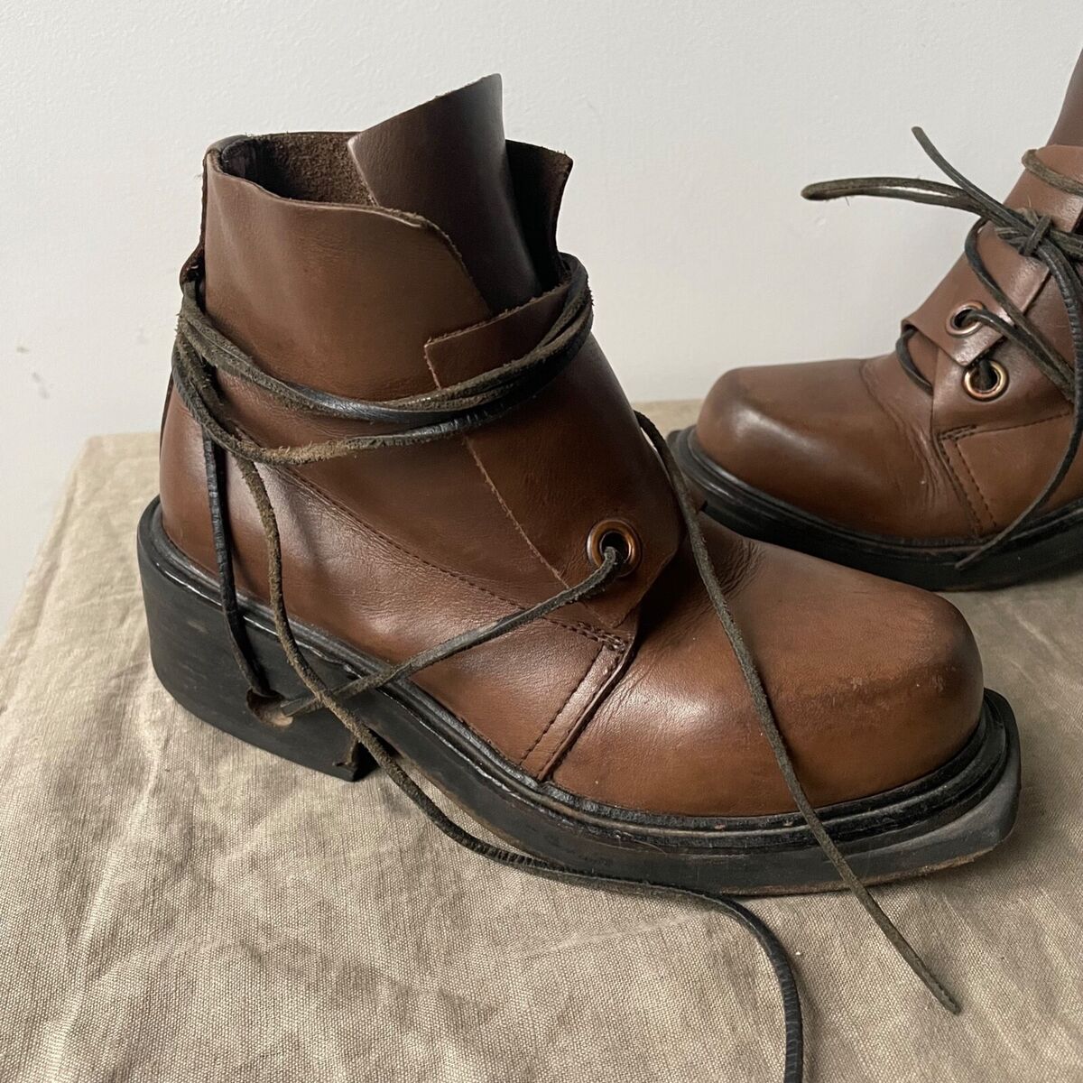 Dirk Bikkembergs 90s Vintage Archive Women's Brown Lace Dirk Bikkembergs 90s Vintage Archive Women's Brown Lace