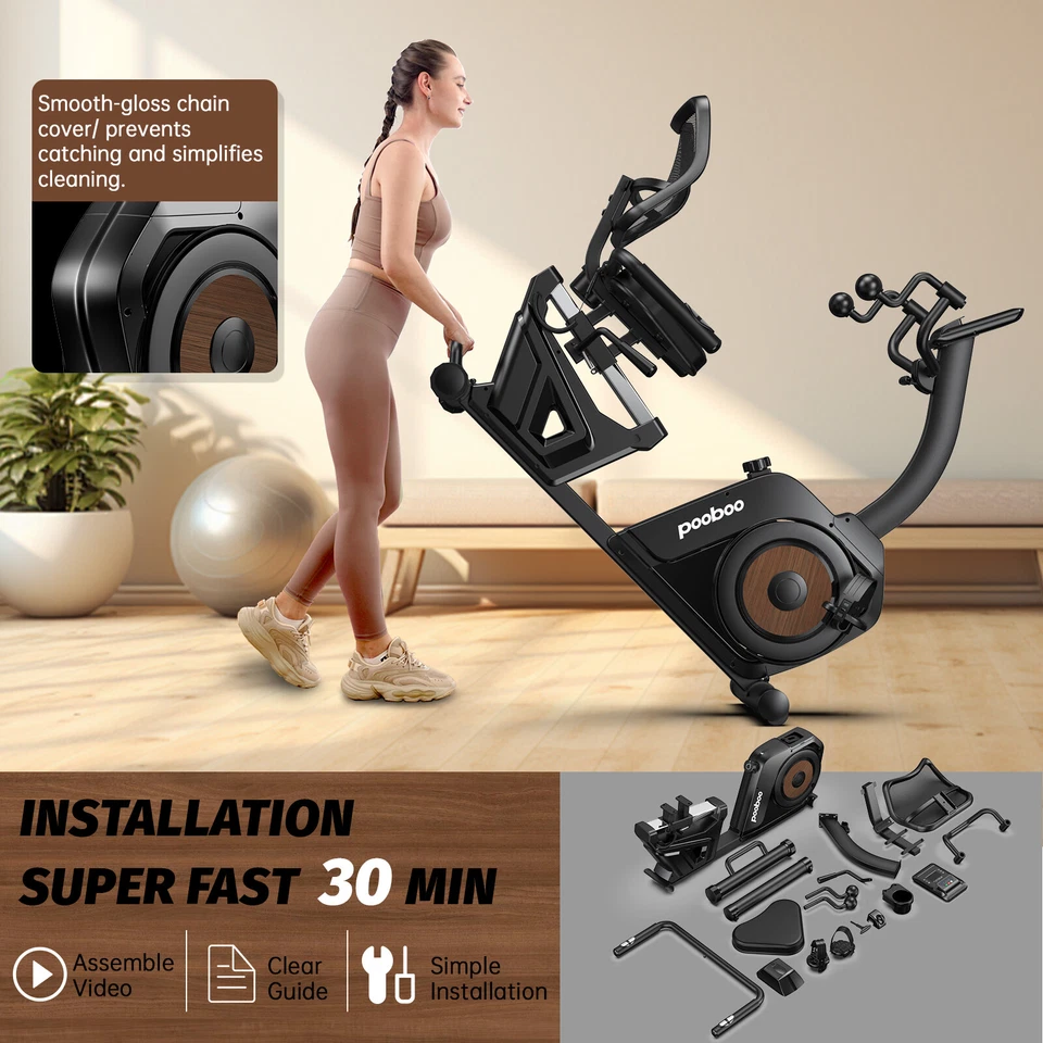 Magnetic Recumbent Exercise Bike Stationary Bikes for Home Fitness Workout Bike - Image 3 of 4