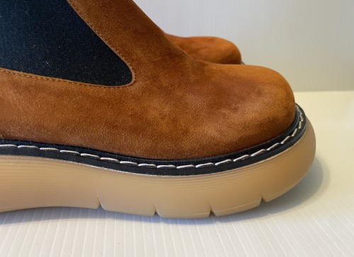 Khaite Bleecker Suede Chelsea Boots Leather Brown Black Chunky Size EU 37 AU 6.5 - Picture 8 of 20