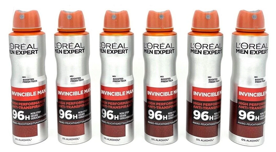 ✅Loreal Men Expert Invincible Man Anti Transpirant Deospray 96h Schutz 6x 150ml✅