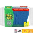 Non Scratch Double Sided Dish Scrubber Sponges 4 Pack Kitchen Cleaning Supplies