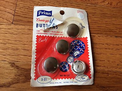 Vintage PRIMS solid brass rust proof cover your own buttons William Prym inc NOS