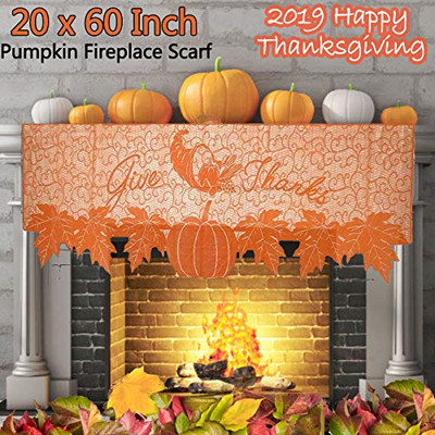 Fireplace Scarf Mantle Thanksgiving Fall Fireplace Decor Pumpkin