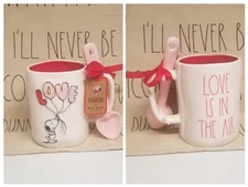 Rae Dunn x Peanuts Love is in the Air Snoopy Mug, Pink Heart Spoon, Valentine's!
