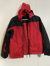 Columbia Boys Jacket Reversible Size Large 14/16 Red Black Fleece Lined