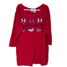 The Disney Store Womens Minnie Mouse Night Gown Sz M/L 100% Cotton Red VTG *Read