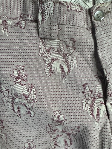 Vtg 70s FIX-LINE RARE Pink VICTORIAN Print Pattern Pocket Trousers 28” Waist TLC - Picture 8 of 24
