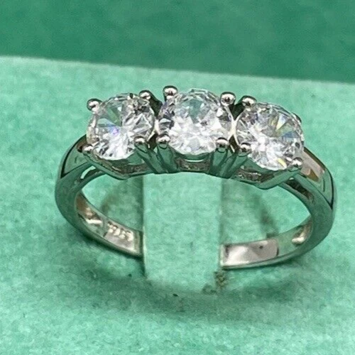 Anello Donna Trilogy Argento925 italiano misura 13 Brillante luminoso+Box Regalo - Immagine 3 di 4