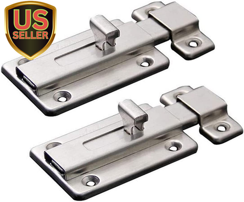 Door Bolts, 2 Pieces Stainless Steel Latch Sliding Door Lock, Surface Mounted...