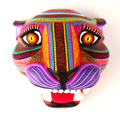 Oaxacan Wood Carving Julia Fuentes Jaguar Mask Oaxaca Mexican Folk