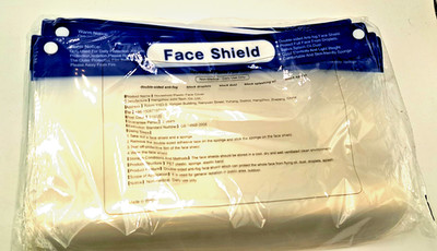 10 Pack Face Shield Non-Medical Snap Close Plastic Opened Pack Unused