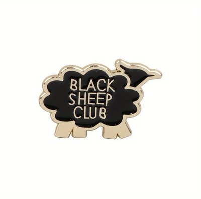 Black Sheep Club Metall Emaille Pin Anstecker schwarz Schaf Revers Brosche Jacke Hut Tasche