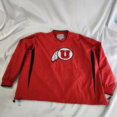 Utah Utes Men's XXL Red NCAA Football V Neck Pullover Windbreaker Jacket running