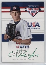 2017 Panini USA Baseball Stars & Stripes Green Ink /5 CJ Van Eyk #30 Auto 0i76